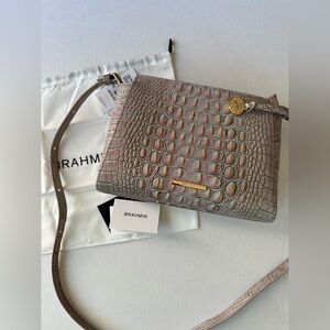 New Brahmin Hillary Croc-Embossed Leather Crossbody Bag Serenity Ombre Melbourne
